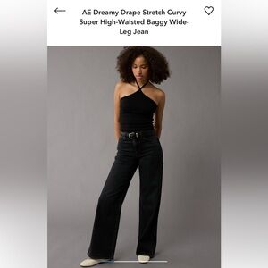 AE Dreamy Drape Stretch curvy super high-waisted baggy wide leg jean